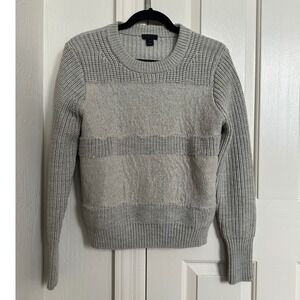 J.Crew Collection Gray 100% Wool‎ Lace Overlay Ribbed Sweater - Size M